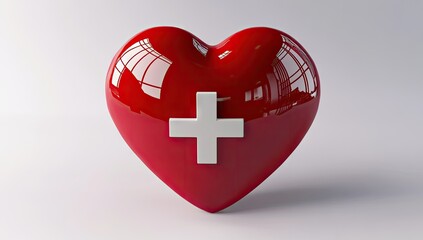 Heart with plus symbol, representing health care