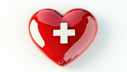 Obraz premium Red heart with a white plus sign (1)