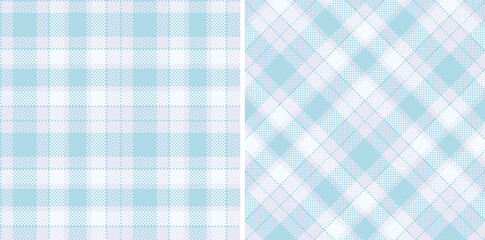 Neon Pale Grey Seamless Madras Plaid with Metallic Cloudy Blue accents Textile Design