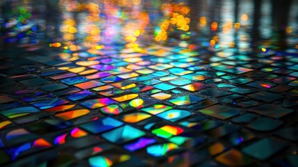 Obraz premium Abstract Iridescent Mosaic Tile Background with Bokeh Lights