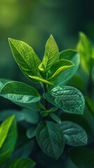 Obraz premium Lush green leaves, nature, sunlight, bright and fresh