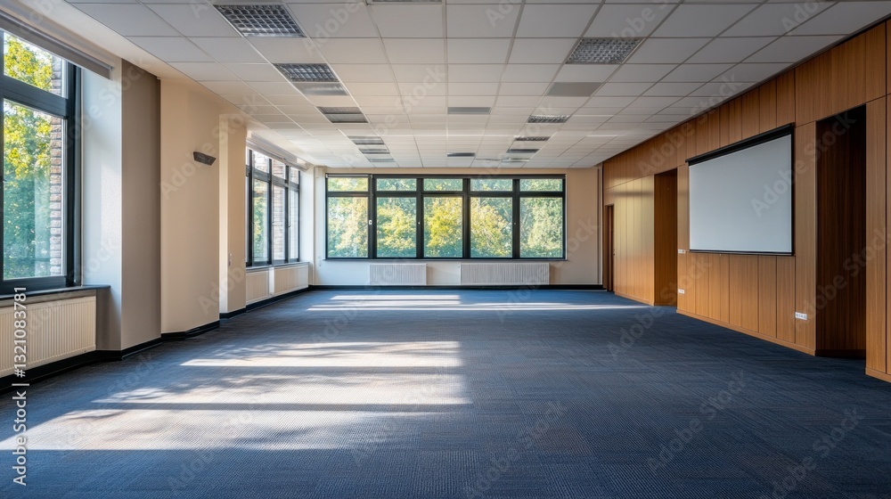 Aufkleber bright and airy office space with large windows allowing sunlight to flood in, creating a welcoming 