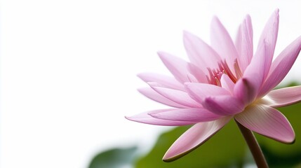 Obraz premium Delicate pink water lily against white backdrop