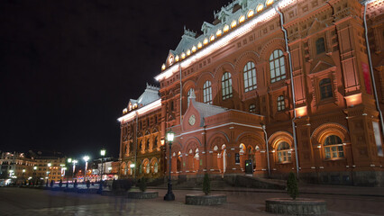 Fototapeta premium Museum of the Patriotic War of 1812 at the Red Square of Russia in Moscow timelapse hyperlapse