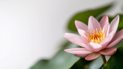 Fototapeta premium Delicate pink water lily in bloom, soft background