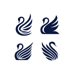 set of illustration beauty swan logo