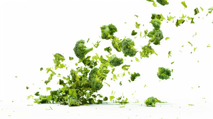Fototapeta premium falling broccoli isolated on white