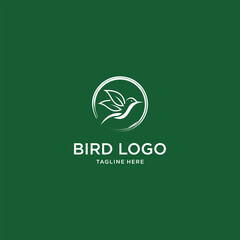 Combination leaf and bird logo design premium vector
