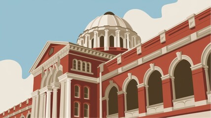 Majestic Red Brick Courthouse: Architectural Grandeur