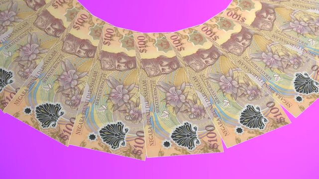Decorative Looping Design 100 Ringgit Curency of Brunei Darussalam