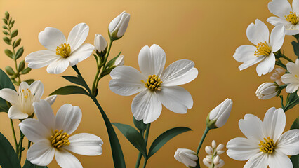 White spring flowers bloom on light yellow background Facebook social media web Banner template design Full Vector EPS and Ai