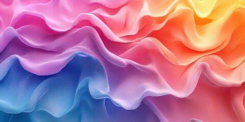 Fototapeta premium Colorful waves of fabric create a soft and vibrant texture showcasing flowing patterns in pastel hues