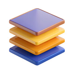layer icon plastic 3D render Stacked layers, isometric view, clean lines, smooth surfaces, abstract 