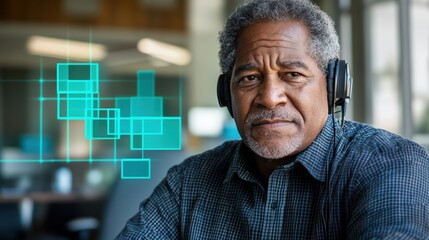 African Mans Bold Expression Seamless Blue Shirt Showcasing Diverse Hairstyles Vision For Sustainable Future Environment