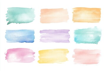 pastel color watercolor stripes A collection of handdrawn watercolor strokes and rectangle shapes with an artistic uneven texture Suitable for artistic border templates and design projects