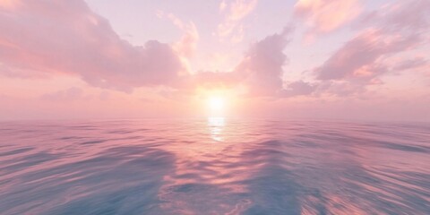 Obraz premium 夕陽に染まる穏やかな海の風景.