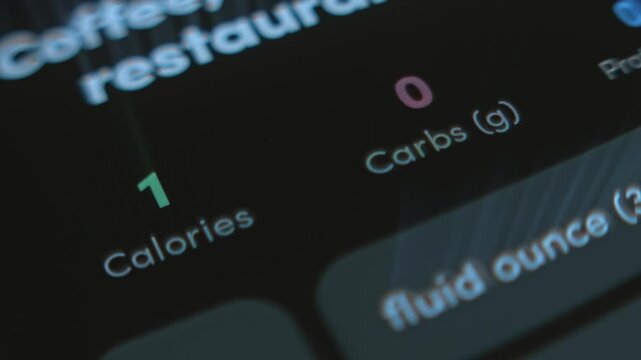 Calories Counter app, calories for 1 cup of coffee