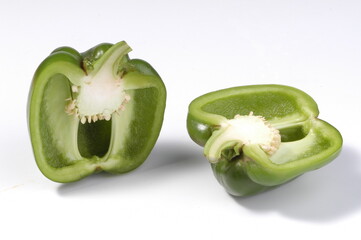 Fresh, vibrant paprika bell pepper on a white background