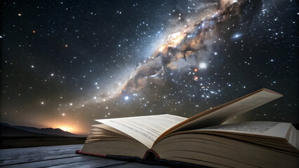 Massive Book of Energy Floating in the Center of the Universe with Shimmering Pages. Perfect for: Cosmic events, universal celebrations