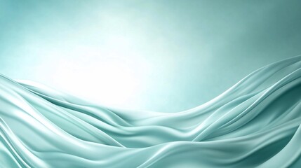 Fototapeta premium Flowing teal fabric, elegant curves, soft light