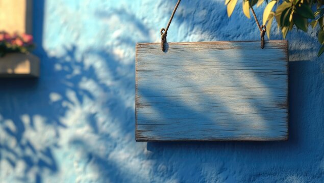 Rustic wooden sign hanging on a wall.  Soft light casts shadows on the textured surface