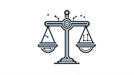 A stylized balance scale with technological circuit elements symbolizing digital justice

