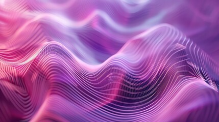Obraz premium Abstract digital art of glowing, wavy lines in pink, blue and yellow.