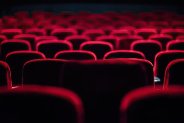 Empty theater seats, red velvet