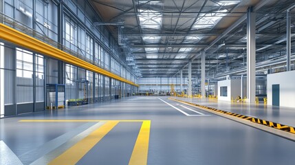 Fototapeta premium An industrial workspace with a well-maintained layout and safety measures.