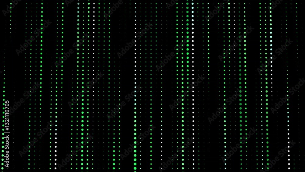 Poster Abstract background with moving glowing dots. Technology background. Big data digital code. Futuristic dots background. 3d rendering. 