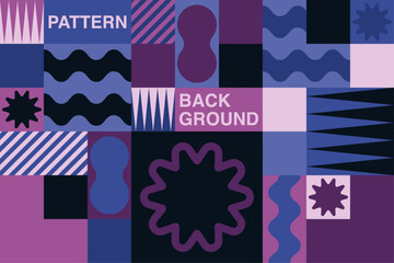 Pattern vectoriel abstrait composé de formes géométriques de teinte violète. Un arrière-plan vectoriel de style moderne, affiches, flyers, bannières pour festivals