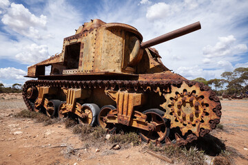 verrostete Panzer aus dem zweiten Weltkrieg. irgendwo  in Australien. 