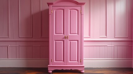 Stylish pink wardrobe closet showcasing trendy furniture design for modern interiors in a contemporary setting