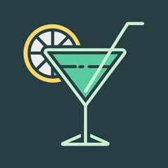 martini glass with ice