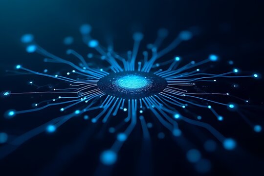 Dynamic digital circuitry visualization virtual space infographic futuristic close-up technology concept