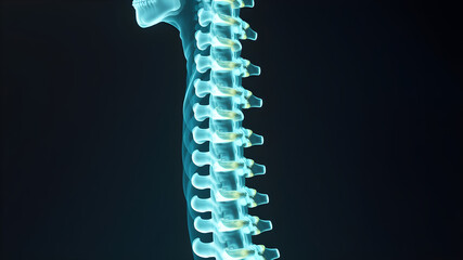 Realistic X-ray view of a spine affected by scoliosis, clearly contrasting the curved structure with a healthy spine for medical comparison and educational purposes