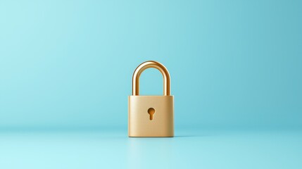Fototapeta premium Golden padlock on vibrant blue background, symbolizing security, safety and data protection