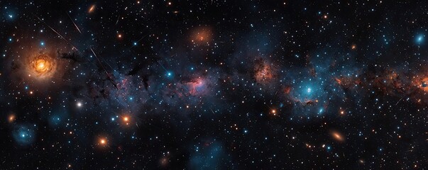 Fototapeta premium Dark sky idea. A stunning view of the galaxy filled with stars and cosmic colors.