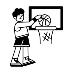 Doodle style illustration of an athlete playing ball game 
