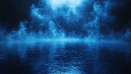 Dark, mystical, blue, smoky, water scene