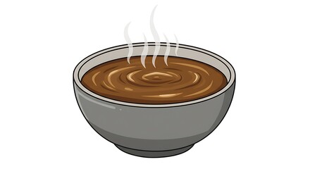 Bowl of Hot Chocolate Gravy Cartoon Illustration Isolated on White