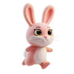 Obraz premium Pink and white plush bunny, very cute, ideal for Easter decoration