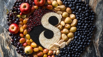 Close-up of Apple Seeds Arranged in Yin Yang Symbol: Natural Harvest Concept