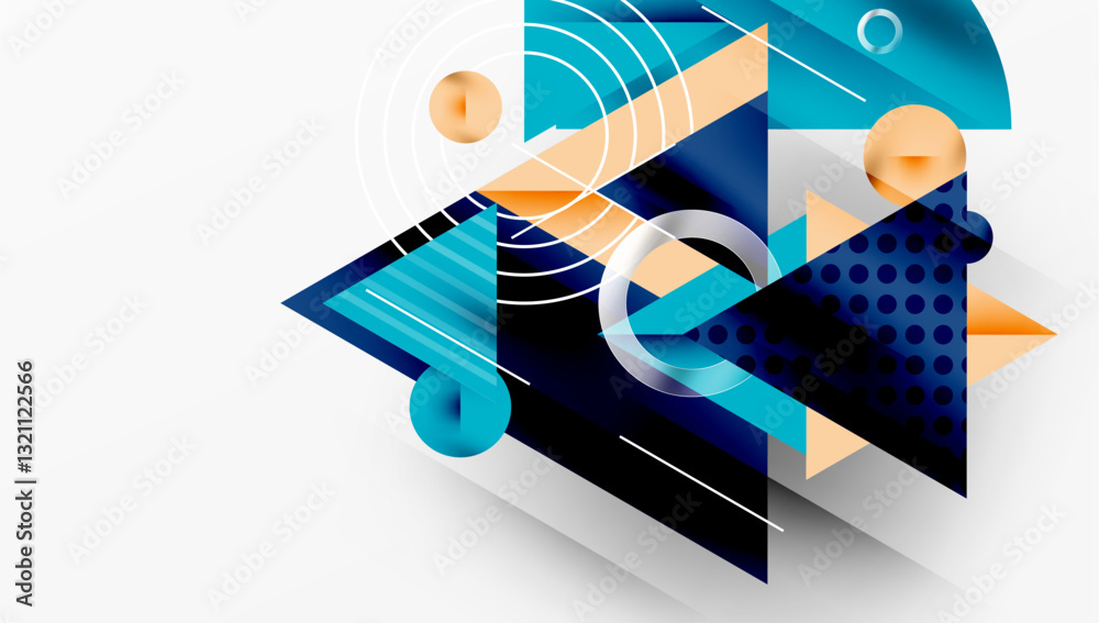 Poster Modern geometric background - overlapping triangles with smooth gradients and semi-transparency