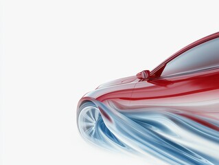 Sleek red car with dynamic blue and white design, a visual masterpiece of automotive art