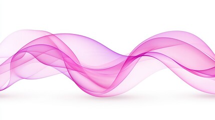 Elegant pink smoke wave, abstract design on white background