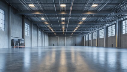Empty industrial warehouse interior (3)