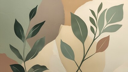 Abstract spring flora pattern with white tulips and green leaves