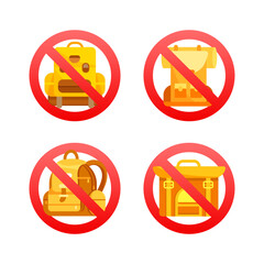 No backpacks or large bags allowed, prohibition sign prohibiting backpacks and luggage