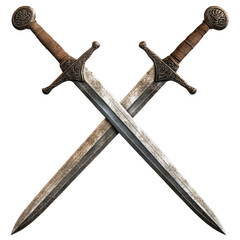 Obraz premium Crossed Medieval Swords On transparent Background. Symbol Of Power, Honor, And Courage. Perfect For History, Fantasy, Or Gaming Concepts.